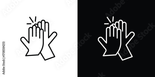 High Five icon in line design. Editable stroke icons.