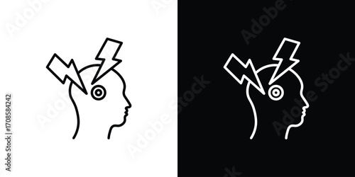 Headache icon in line design. Editable stroke icons.