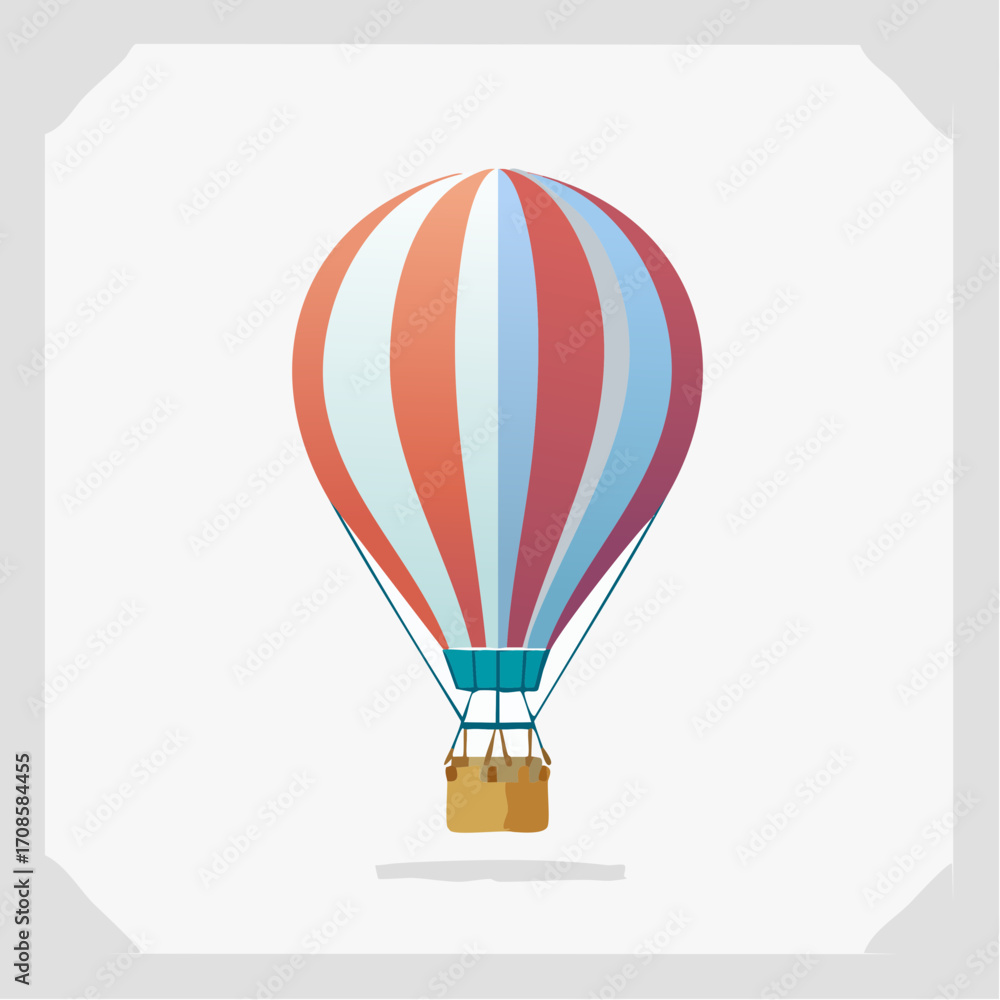 Naklejka premium Illustrative Representation of a Colorful Hot Air Balloon Floating in the Sky