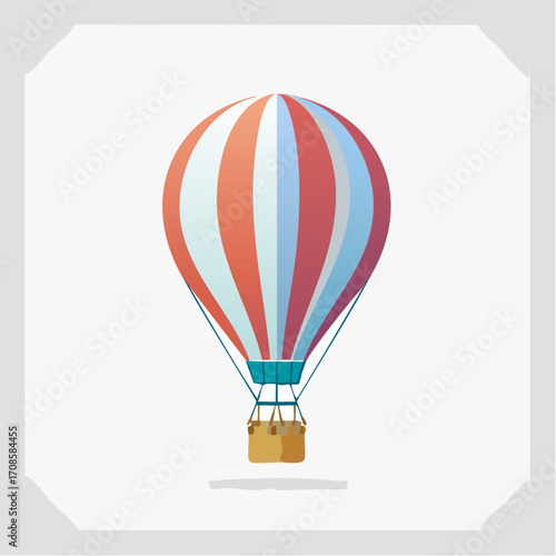 Illustrative Representation of a Colorful Hot Air Balloon Floating in the Sky