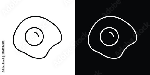 Fried egg icon in line design. Editable stroke icons.