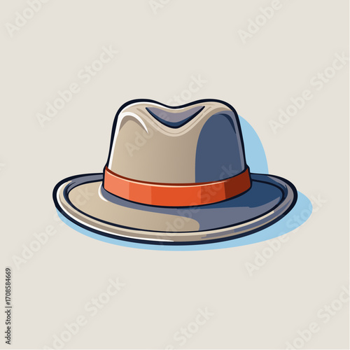 Illustrative representation of a stylish fedora hat with vibrant color accents and elegant details