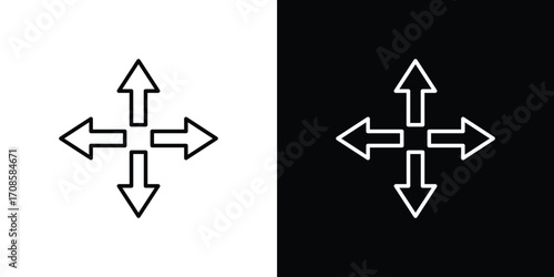 Four directions icon in line design. Editable stroke icons.