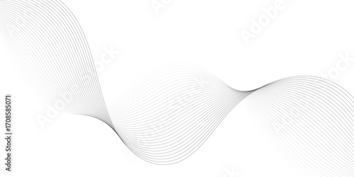 Abstract waves vector illustration with blue gradient lines on a curved backdrop