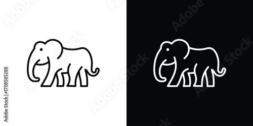 Elephant icon in line design. Editable stroke icons.