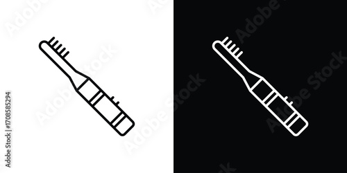 Electric toothbrush icon in line design. Editable stroke icons.