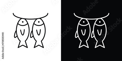 Dried fish icon in line design. Editable stroke icons.