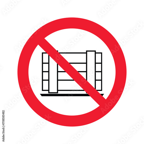 Do Not Obstruct warning sign. ISO 7010 P023 Do Not Obstruct Safety Sign. Prohibition Symbol for Workplace and Warehouse Compliance.