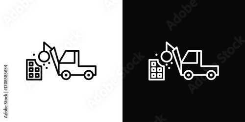 Demolition icon in line design. Editable stroke icons.