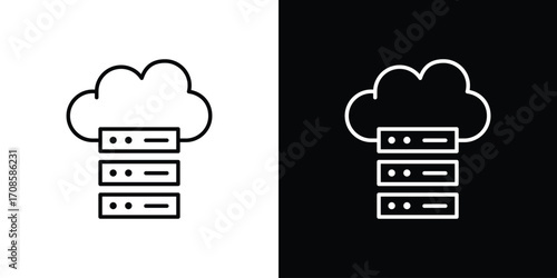 Cloud server icon in line design. Editable stroke icons.