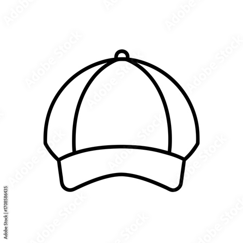 Outline drawing of a baseball cap on transparent background