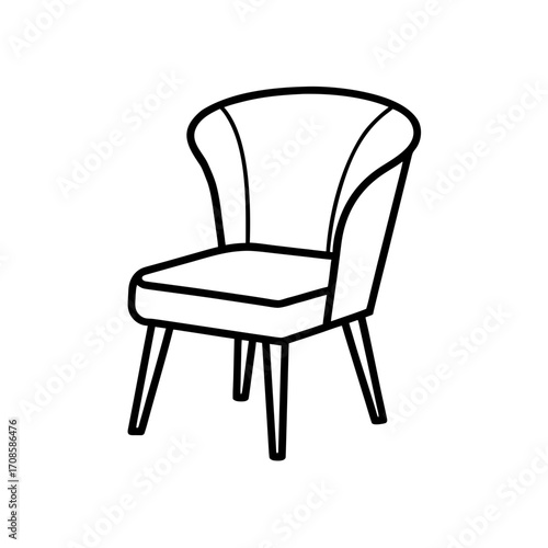 Outline of a modern armchair on transparent background