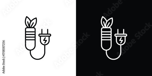 Biomass energy icon in line design. Editable stroke icons.