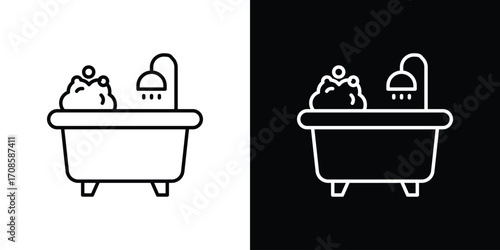 Bathtube icon in line design. Editable stroke icons.