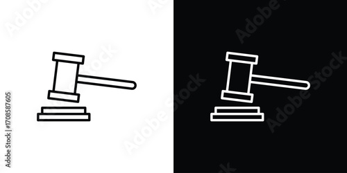 Auction icon in line design. Editable stroke icons.