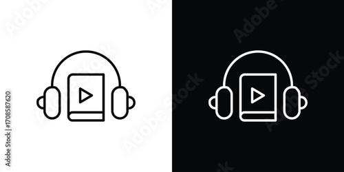 Audiobook icon in line design. Editable stroke icons.