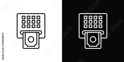atm cash icon in line design. Editable stroke icons.