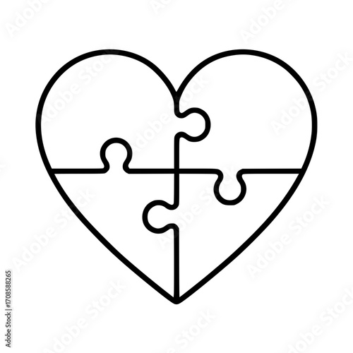 Puzzle heart design symbolizing love and connection in a minimalist style