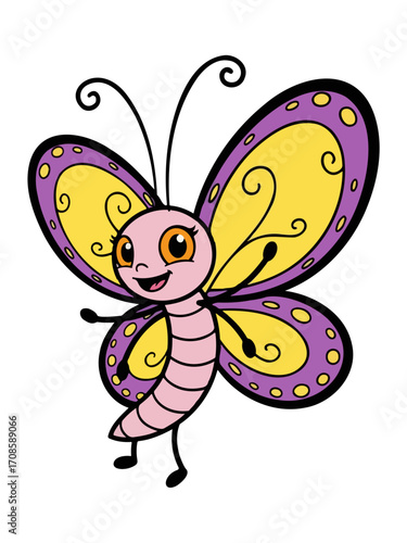 Cute Butterfly Cartoon Mascot Illustration