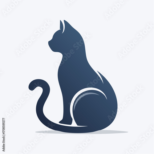 Stylized Silhouette of a Regal Cat Posing Gracefully on a Soft, Gradient Background