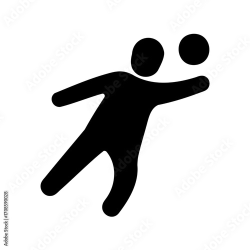Stylized Icon of Person Playing Water Polo or Similar Ball Sport