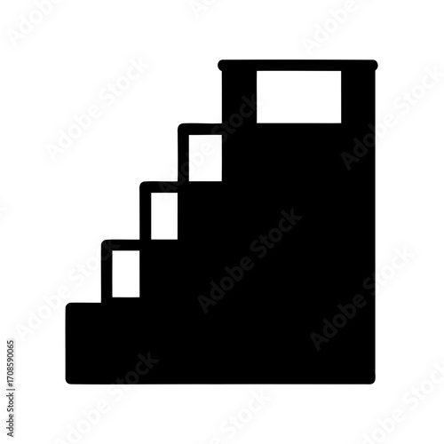 A simple graphic depiction of stairs in black silhouette and white background