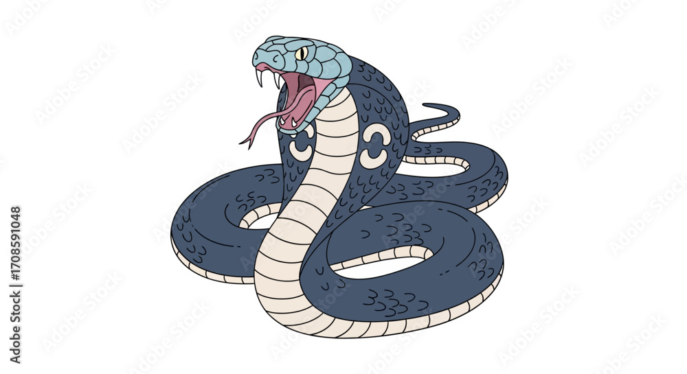 Fototapeta premium Aggressive coiled snake with number 30.