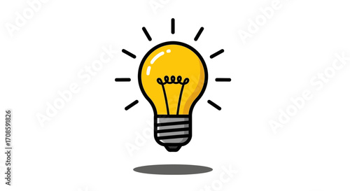 Bright glowing lightbulb symbolizing new ideas and creative thinking.