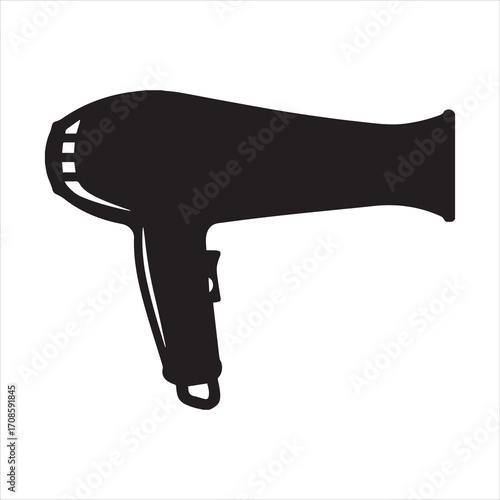 Hairdryer silhouette vector, stylist Hair dryer icon