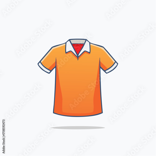 Vibrant orange polo shirt illustration: A graphic design representing casual wear.