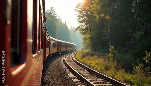 Train Journey Through Scenic Forest Railway Tracks