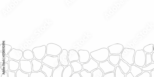 Simple outline of irregularly shaped stones forming a textured border on a white background