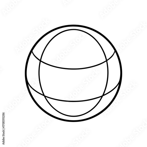 Outline of a spherical shape on transparent background