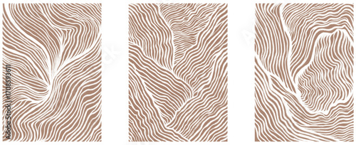 Abstract hand drawn poster set with lines. Hand drawn design for wallpaper, wall decor, print, postcard, cover, template, banner. Vector EPS 10