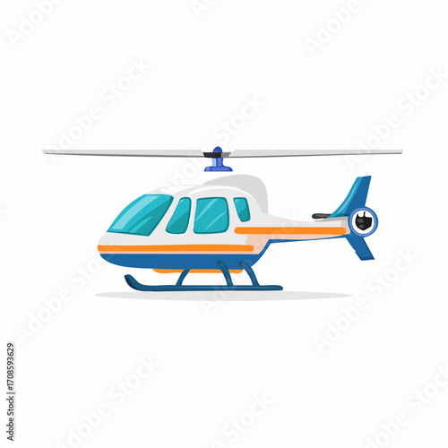 Whimsical depiction of a compact helicopter on a pristine white backdrop for visual appeal