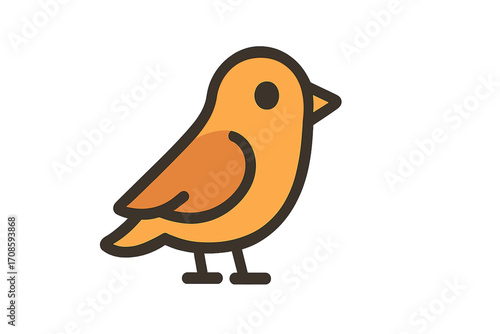Bird icon in flat style. Cute animal symbol for web and app design. Simple orange sparrow or canary vector cartoon illustration isolated on a transparent background.