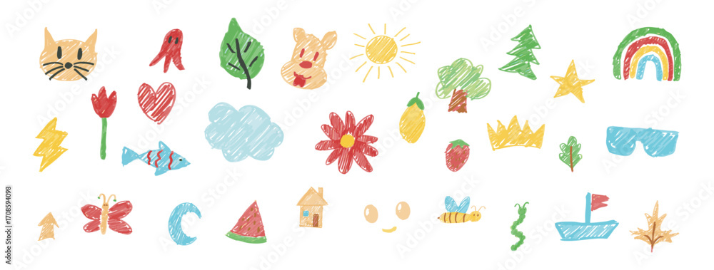 custom made wallpaper toronto digitalKids doodle drawing. Vector EPS 10