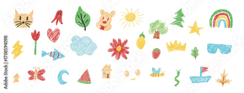 Wallpaper Mural Kids doodle drawing. Vector EPS 10 Torontodigital.ca