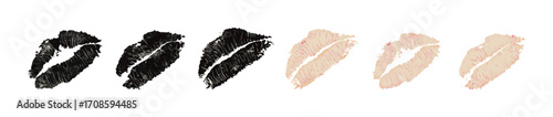 Hand drawn kiss set. Lip imprint. Vector EPS 10
