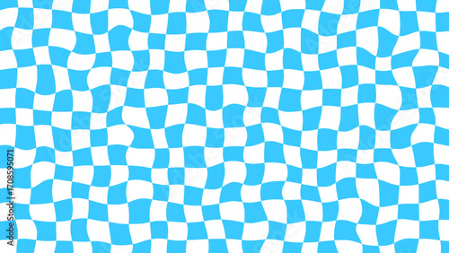 Blue and white wiggly checker board design background wallpaper 4k checkboard backdrop
