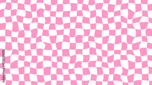 Pink and white wiggly checker board design background wallpaper 4k checkboard backdrop