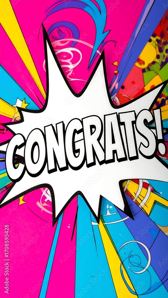 Fototapeta premium Vibrant comic book style congratulations