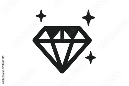 Diamond icon sparkling. Gemstone silhouette vector. Luxury symbol of wealth and value. Precious jewel or crystal logo. Brilliant shine graphic for premium quality concept.