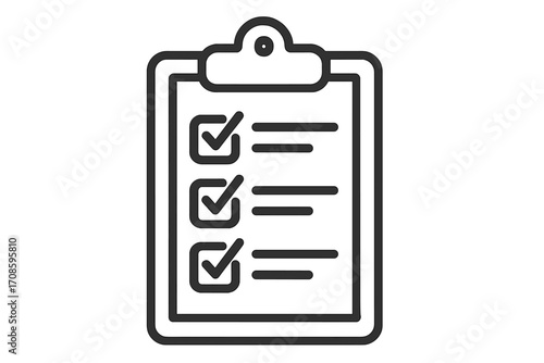 Clipboard with checklist icon. To-do list with check marks. Concept for task management, survey, completed test, or passed exam. Planning, organization, and productivity.