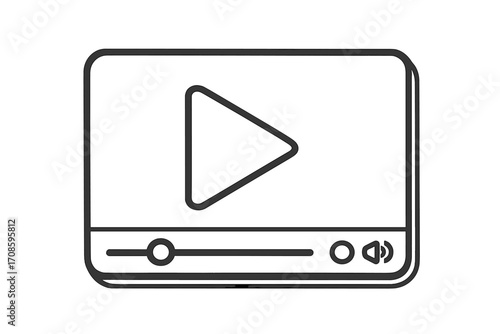 Video player icon linear style. Play button symbol for web and app interface. Multimedia streaming concept. Digital media outline sign. Movie film player graphic vector.