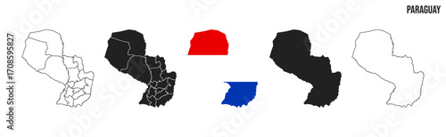Paraguay map set. Map of Paraguay with flag.  Vector EPS 10