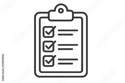 Clipboard with checklist icon. To-do list with checkmarks. Concept of task completed, survey, or exam. Planning and organization symbol. Business vector illustration.