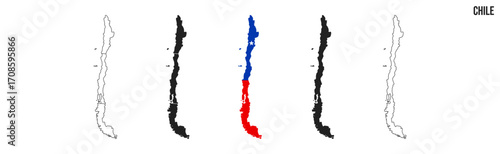 Chile map set. Map of Chile with flag.  Vector EPS 10