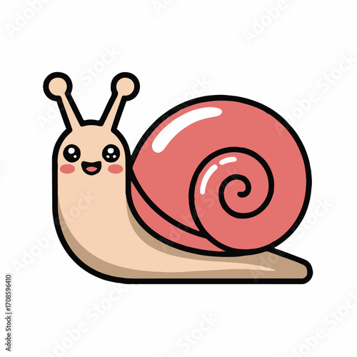 Vector art of cute snail cartoon adorable snail with big eyes and a happy smile, perfect for childrens books, educational materials, or whimsical designs vector illustration