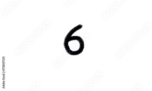 6 digit Six on isolated, white and transparent bakground